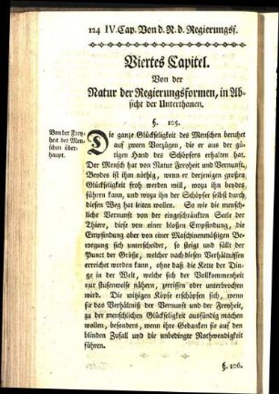 Viertes Capitel. Von der Natur der Regierungsformen, in Absicht der Unterthanen.