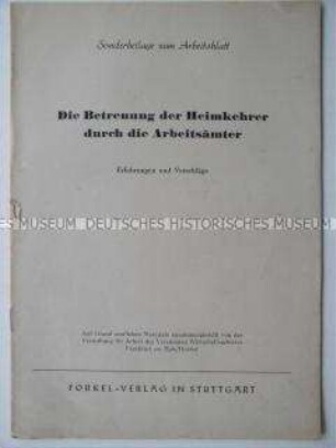 Sonderdruck zur Heimkehrerbetreuung von Kriegsgefangenen