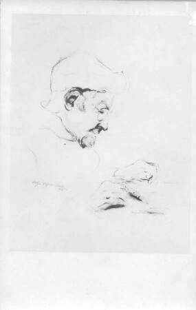 Mein Mann (Hans Richter). Tusche- und Kohlezeichnung (1945; E. Richter). Dresden-Striesen, Borsbergstraße 11, Atelier der Künstlerin
