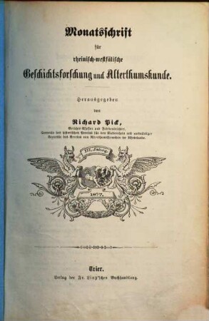 Monatsschrift für rheinisch-westfälische Geschichtsforschung und Alterthumskunde, 3. 1877