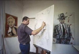 Florenz. Villa Romana. Friedemann Hahn bei der Arbeit im Atelier