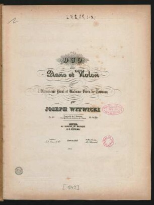 Duo pour Piano et Violon : Op. 19.