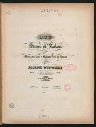Duo pour Piano et Violon : Op. 19.