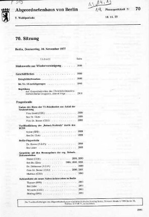 Nr. 70, 10. November 1977