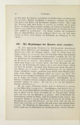 IV. Die Beziehungen der Staaten unter einander