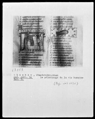 Le pélerinage de la vie humaine — Zwei Miniaturen, Folio 31recto