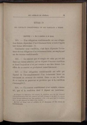 Titre IV. Des contrats conditionnels et des contrats à terme