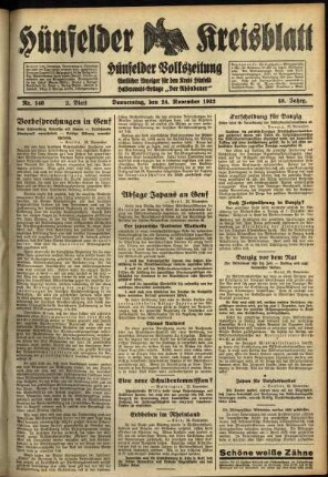 Zweite Ausgabe vom Donnerstag, den 24. November 1932.