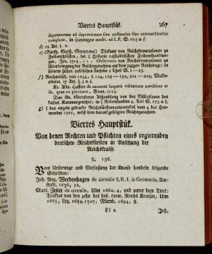 Viertes Hauptstük. Von denen Rechten und Pflichten eines regierenden deutschen Reichsfürsten in Ansehung der Reichskraise