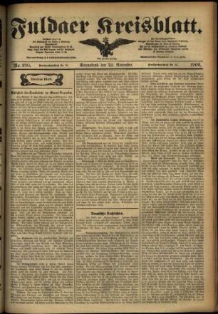 Zweite Ausgabe vom Samstag, den 24. November 1906.