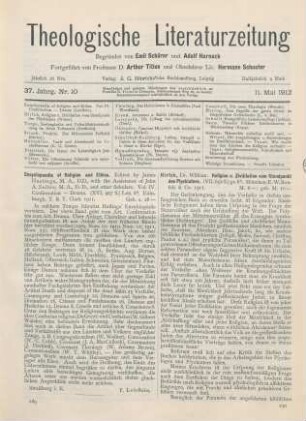 289 [Rezension] Hastings, James (Ed.), Encyclopaedia of Religion and Ethics. Vol. IV