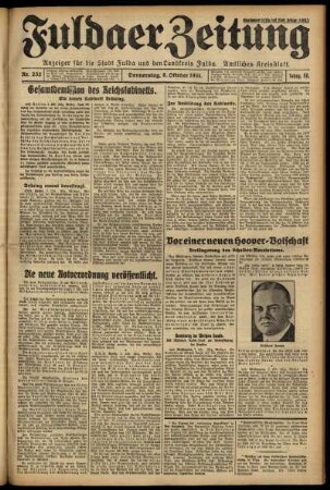 Erste Ausgabe vom Donnerstag, den 08. Oktober 1931.