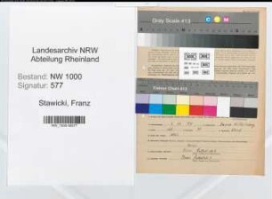 Entnazifizierung Franz Stawicki, geb. 03.12.1894 (Vers.-Inspektor)