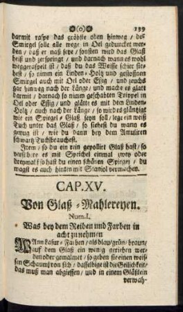 Cap. XV. Von Glaß-Mahlereyen.