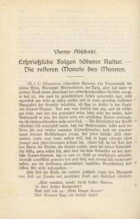 Vierter Abschnitt. Ersprießliche Folgen höherer Kultur. – Die reiferen Monate des Mannes