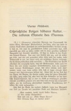 Vierter Abschnitt. Ersprießliche Folgen höherer Kultur. – Die reiferen Monate des Mannes