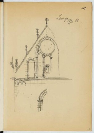 Giebel, Lemgo: Detail (aus: Skizzen- und Fotoalbum 22)