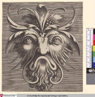 [Groteske Maske mit Blüte; Grotesque mask with blossom]