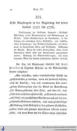 III. Erste Maasregeln in der neuen Regierung (1771 bis 1776)