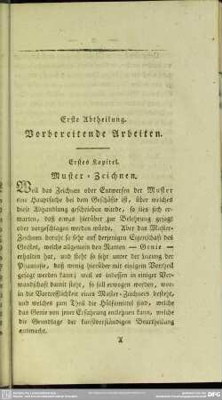 Erste Abtheilung. Vorbereitende Arbeiten