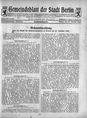 Sonderausgabe, 20. Oktober 1925