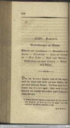 XXIV. Kapitel. Beobachtungen zu Aleppo