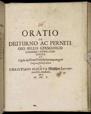 Oratio De Diuturno Ac Pernitioso Bello Germanico