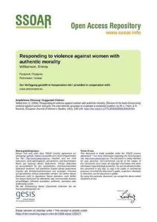 Responding to violence against women with authentic morality