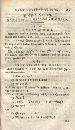 Sechstes Kapitel. Formation und Gebrauch der Colonne.