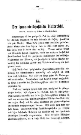 Der hauswirtschaftliche Unterricht