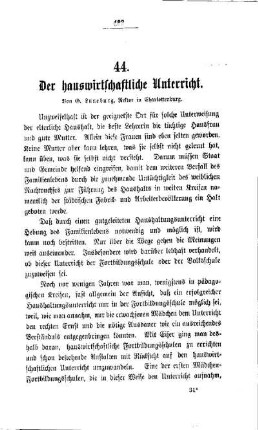 Der hauswirtschaftliche Unterricht