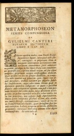 Metamorphoseon Series Compendiosa Ex Gulielmi Canteri Novarum Lectionum Libro I Cap. XX.
