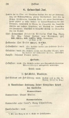 G. Hofmarschall-Amt.