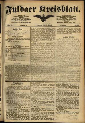 Ausgabe vom Dienstag, den 07. April 1908.