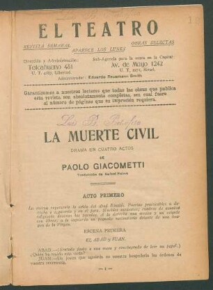 1921001200: La muerte civil : drama en cuatro actos