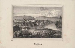 Stadtansicht von Waldheim in Mittelsachsen an der Zschopau von Norden, aus der Zeitschrift Saxonia, 3. Band 1837 (Variante?)
