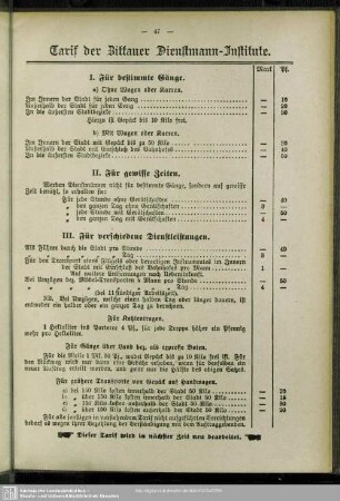 Tarif der Zittauer Dienstmann-Institute