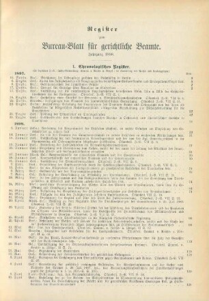 Register zum Bureau-Blatt für gerichtliche Beamte. Jahrgang 1898