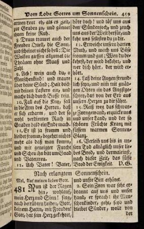 459-465, Nach erlangtem Sonnenschein; ... (481 - 485)