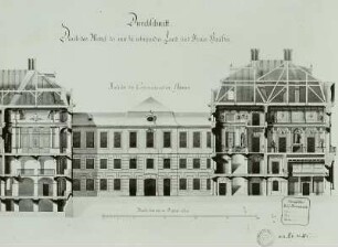 Dresden, Landhaus, Entwurf zum Neubau des Land- und Steuerhauses, Längsschnitt