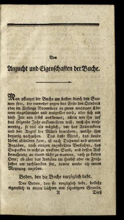 Von Anzucht und Eigenschaften der Buche.