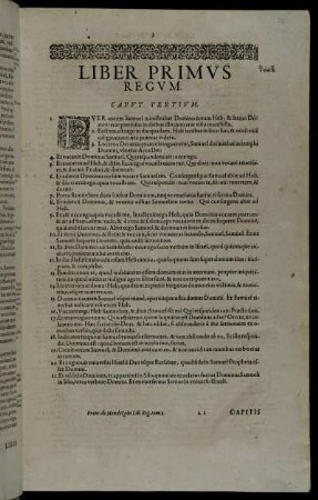 Liber Primus Regum. Caput Tertium.