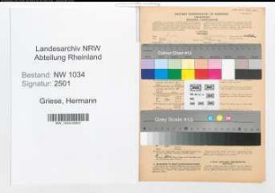 Entnazifizierung Hermann Griese , geb. 10.10.1903 (Oberleutnant)