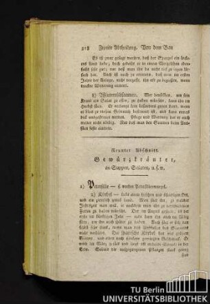 Neunter Abschnitt. Gewürzkräuter, an Suppen, Salaten, u.s.w.