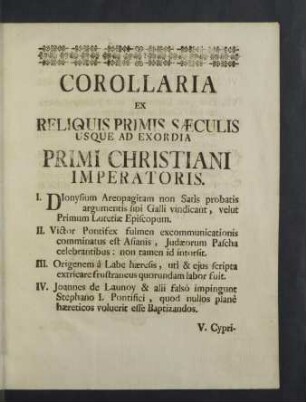 Corollaria