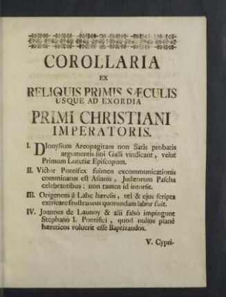 Corollaria
