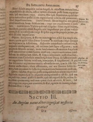 Sectio III. An Angelus naturaliter cognoscat mysteria gratia?