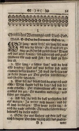 I. Christliches Warnungs- und Buß-Lied.