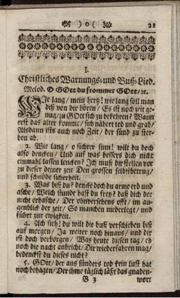 I. Christliches Warnungs- und Buß-Lied.