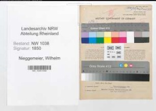 Entnazifizierung Wilhelm Niggemeier , geb. 28.06.1893 (Kaufmann)